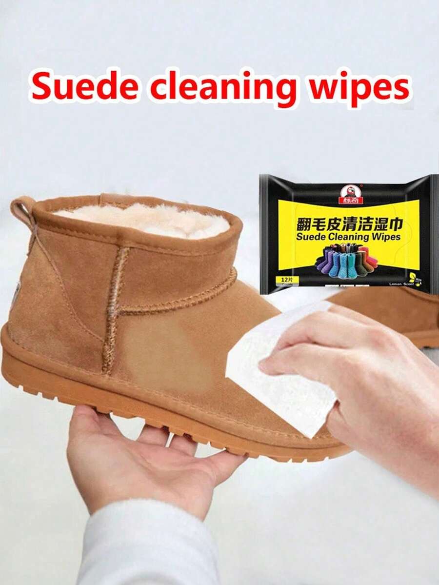 12pcs/Pack Suede Cleaning Wipes, Suitable For Snow Boots, Suede Shoes, Tennis Shoes, Sneakers, Running Shoes, Basketball Shoes, Casual Shoes, Football Shoes, Hiking Shoes, Applicable To Various Shoes - Suede Cleaning Wipes (1 Pack Of 12) - View 1