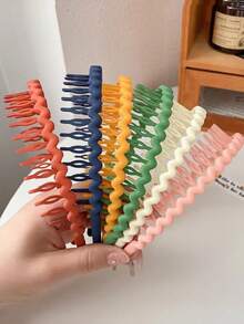 Băng đô nhựa lượn sóng đơn giản, đa năng dành cho bé gái (nhiều chiếc) - Nhiều màu - Xem 5