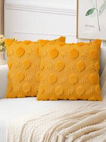 2pcs Plush Lemon Pillowcase Set 3D Vintage-Style Cushion Cover Valentine's Day Decorative Sofa Pillowcase Autumn/Winter Home Decor For Bedrooms, Living Rooms, Dining Areas, Dorm Rooms & Back-To-School Season Waist Cushion Cover (Pillow Insert Not Included)