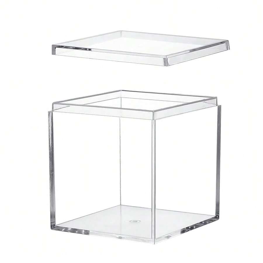 Acrylic Box With Lid Acrylic Plastic Square Containers, Plastic Square Cube With Lid Storage Box 5.9x5.9x5.9 Inches For Candy Pill And Tiny Jewelry,5.9x5.9x5.9Inches - 5.9x5.9x5.9 Inches - View 1