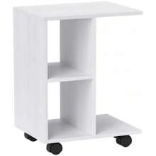 Mesa auxiliar en forma de C HOMCOM, mesa de centro con ruedas, mesa de sofá portátil, ideal para espacios pequeños, 45 x 35 x 58 cm, color blanco - Blanco - Ver 1