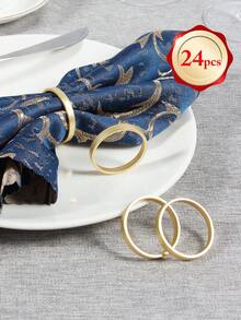 4-24 chiếc vòng kim loại trơn đơn, kẹp giữ khăn ăn thích hợp cho đám cưới, tiệc, trang trí bàn ăn - Vàng - Xem 12