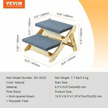 Wood Pet Stairs/Pet Steps 2-In-1 Foldable Wooden Dog Stair For Beds Sofa And Cars Dog Stairs And Ramp With 4 Steps For Small Medium Large Pet Up To 150 Lbs - 兩步 - 查看 7