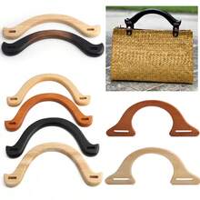 2 pièces Poignées de sac en bois en forme de U, poignées remplaçables décoratives en forme d'arche pour sac tressé/sac bandoulière, accessoires de portefeuille DIY - Multicolore - Voir 2