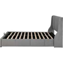 Polsterbett,Ohrform,Kissenkopfteil,Doppelbett,hydraulisches Funktionsbett,140 x 200,grigio - grigio - Visualizzare 5