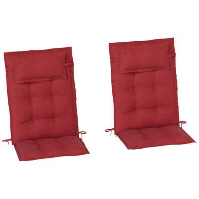 Set Of 2 Outsunny Cushions For Sun Loungers, Water-Repellent, For Garden Loungers, Beach Chairs, Deck Chairs, Garden Furniture Cushions, 50 X 116 X 5 Cm, Burgundy Red