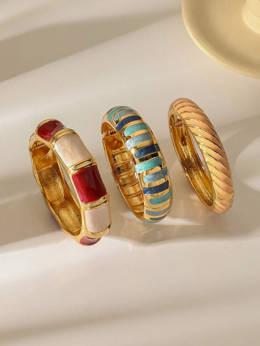 1pc Bohemian Style Beach Vacation Bracelet, Enamel Colorful Bangle Cuff Bracelet For Women, Retro Fashionable Colorful Charm Jewelry, Daily Party And Holiday Accessory