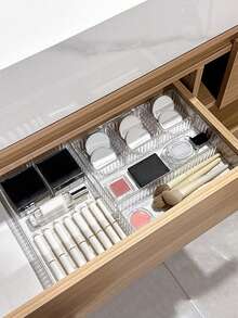 10pcs /9pcs/7pcs/6pcs/1pc Makeup Drawer Organizer, Transparent Makeup Organizer Box With Dividers And Drawer For Dressing Table,Equipped With 4 Transparent Plastic Drawers Of Different Sizes, Makeup Display Rack, Storage Box Dispenser, Suitable For Use On A Dressing Table, Providing Storage Space For Tables, Bathrooms, Kitchens, And Offices. Room Decoration, Home Decoration, Autumn Decoration, Bedroom Decoration - Nhiều màu - Xem 6