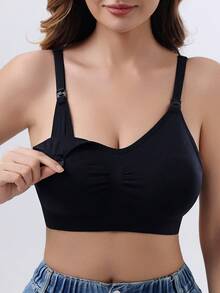 Black Nursing Bra With Hands-Free Breast Pump, Maternity Bra - Black - View 4