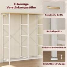 HOMCOM Bedroom Dresser With 8 Fabric Drawers, Steel Frame, Wooden Surface, 4 Compartments, 2 Hooks, Beige Color - Beige - View 7