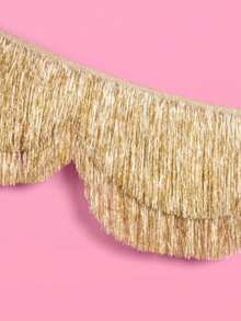 kumozawa 1件金色多层流苏背景布 - 5英尺 | 单身派对装饰、生日派对装饰、生日快乐装饰、拍照背景 - 金色 - 查看 2