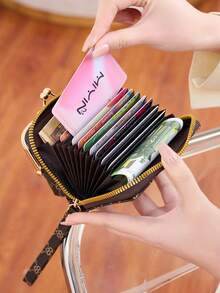 FOREVER MIYIN Women's Detachable 2-In-1 Letter Print Wallet Set, Kiss Lock Design With Wrist Strap, Lightweight And Portable, Suitable For Daily Use, Travel, Commuting, Ideal Gift - Multicolor - View 3