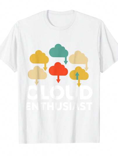 Camiseta de Ingeniero DevOps y Tema de Computación en la Nube - Top Impreso para Entusiastas de la Tecnología con Diseño de Patrón de Nube, Estilo Casual Unisex Suave y Transpirable, Especialmente Creada para Profesionales de AWS, Azure y Computación en la Nube - Adecuada para Todas las Estaciones