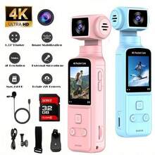 4K Ultra HD Vlogging Camera With 1.33" CMOS Sensor, USB Charging, 270° Rotating Lens - Perfect For , Live Streaming & Outdoor Adventures, Ideal Gift For Couples/Back To School/Easter - 粉色 - 查看 9