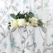 Tollpiz Sheer Floral Curtain Valance Blue Flower Butterfly Printed Bedroom Curtain Valances Rod Pocket Voile Faux Linen Window Valance Curtains For Living Room, 54 X 16 Inches Long, Set Of 1 Panel,54inchWx16inchL(Packof1),Blue - Blue - 查看 6