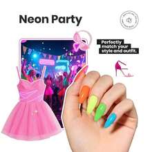 Beetles Neon Nail Polish Set, 6 Colors Bright Rainbow Nail Polish Kit Quick Dry Finger Nail Polish Glossy Shine Nail Lacquer Polish Long Lasting Neon Party Gifts For Women - ColorM - 查看 4