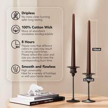 10-Inch Dripless Taper Candle Set (4pcs) - Cocoa Brown Taper Candles, Perfect For Spring - Smokeless, Odorless, Long Burning Time - Hand-Poured, Colorful Candle Holders - Chocolate Color - Multicolor - View 11