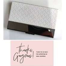 Stainless Steel & PU Leather High-End Blue & White Porcelain Embossed Diamond Business Card Holder