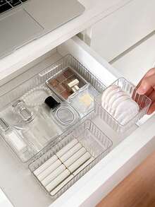 10pcs /9pcs/7pcs/6pcs/1pc Makeup Drawer Organizer, Transparent Makeup Organizer Box With Dividers And Drawer For Dressing Table,Equipped With 4 Transparent Plastic Drawers Of Different Sizes, Makeup Display Rack, Storage Box Dispenser, Suitable For Use On A Dressing Table, Providing Storage Space For Tables, Bathrooms, Kitchens, And Offices. Room Decoration, Home Decoration, Autumn Decoration, Bedroom Decoration - Nhiều màu - Xem 8