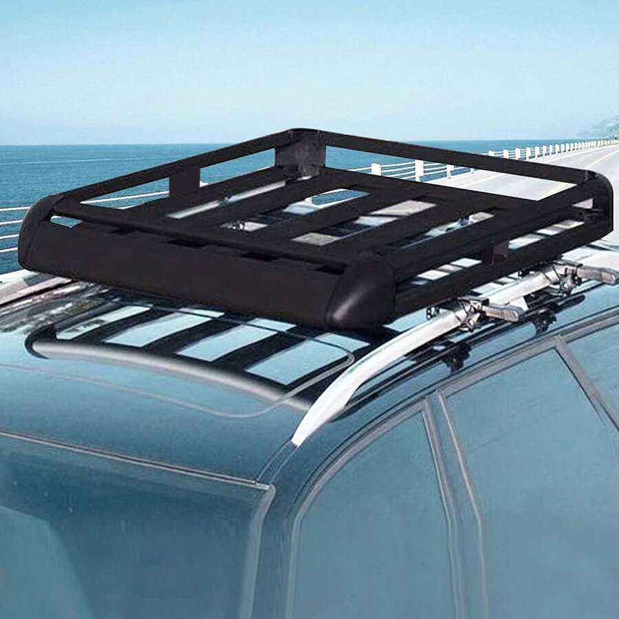 Portaequipajes de techo de aluminio negro , bandeja para equipaje, portaequipajes con barras XL-B - Negro - Ver 1