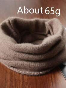 1件装女士100%纯羊毛菱形图案围脖，秋冬季保暖耳挂式面罩针织羊毛颈套围巾头带多功能