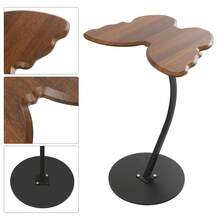 Mesa auxiliar, mesa auxiliar con forma de mariposa, mesa auxiliar en forma de C pequeña para salas de estar, dormitorios, oficinas, salas de estudio, áreas de espera - Negro y marrón - Ver 3