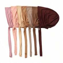 1件装女士纯色头巾衬里，透气柔软弹力头巾衬里，防滑舒适头巾，化疗睡眠帽，轻便头套，适合日常佩戴、脱发、旅行、瑜伽、工作、穆斯林头巾衬里 - 顏色 - 查看 4