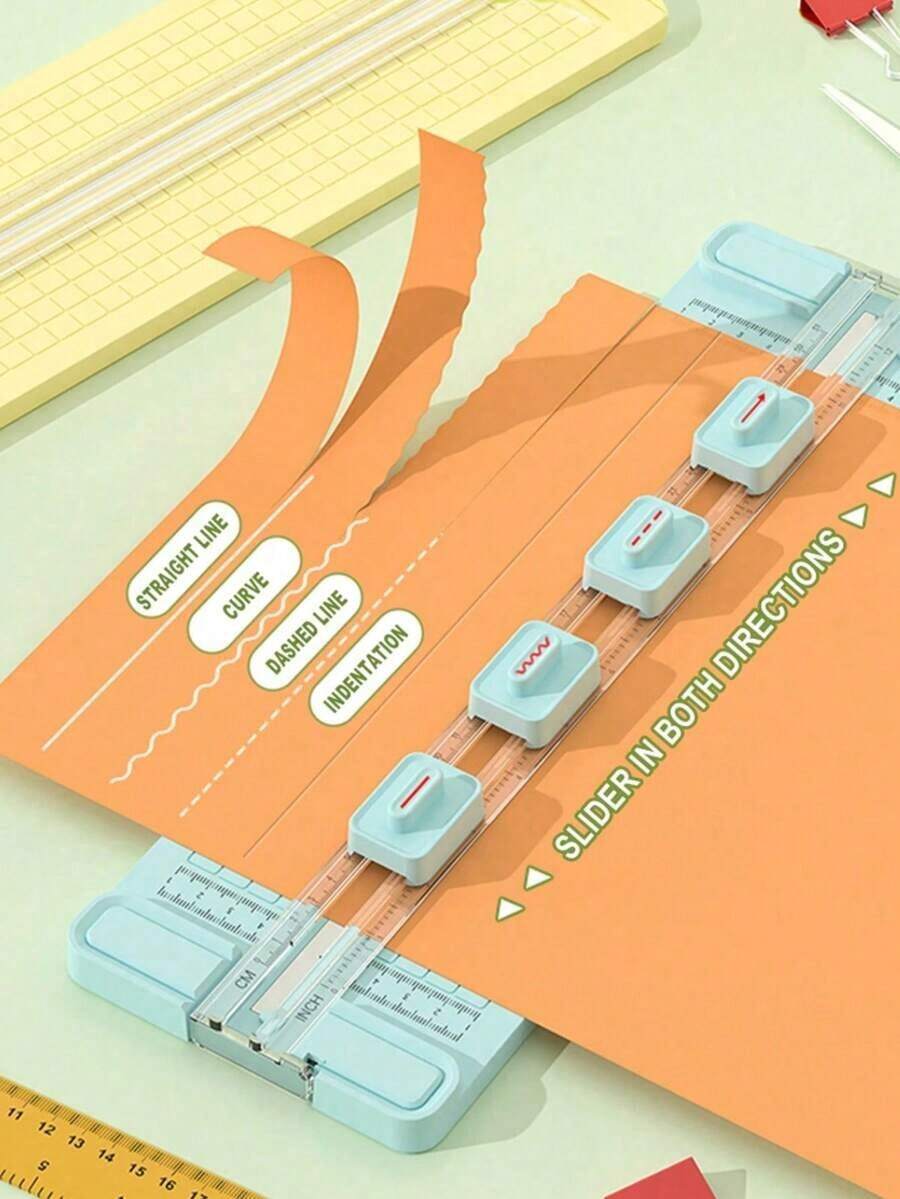 4-In-1 Portable Paper Cutter Trimmer Set, Multi-Functional Trimmer With 4 Blades Students, Cutting Photos, Documents, Crafts,Home And Office,Back To School,School Supplies - 彩色 - 查看 1