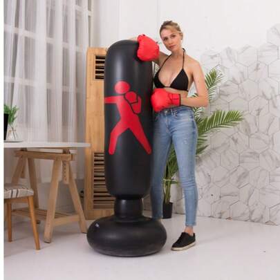 1个充气拳击柱，成人充气拳击沙袋，独立式拳击沙袋，1.6米高拳击柱，带排气口拳击沙袋，加厚拳击柱