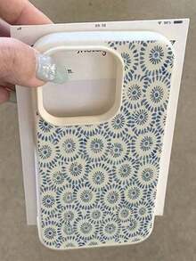 1个TPU材质蓝色花卉图案清新设计手机壳 - 白色 - 查看 4