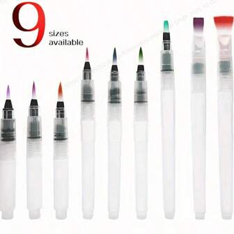 9/12-delars pennset, akvarell, heltäckande akvarell, ritverktyg, linjeskissning, handmålning, vattenlöslig blyinsats, vattenbehållare, mjuk spets (vit borst), gåva för skolstart