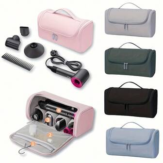 Portable Hand-Held Hair Dryer Storage Bag Hair Straightener Storage Bag Curling Iron Storage Bag Is Made Of Scratch-Resistant And Wear-Resistant High-Quality Waterproof Material And Plush Lining, Which Can Better Protect The Machine And The Necessities Of Student Dormitory, Ideal For Travel