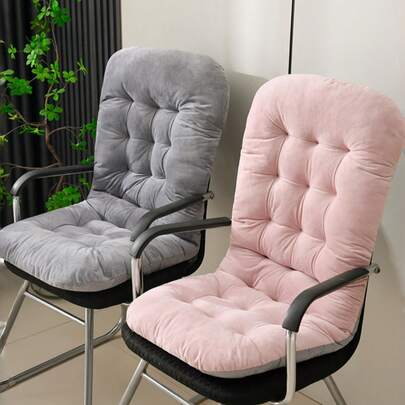 1个超柔软毛绒椅垫，带靠背，适用于办公室、休闲椅和摇椅，轻便设计
