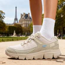 Skechers 女士休闲鞋，舒适百搭的网面透气休闲鞋，轻便户外女士休闲鞋，防滑软底徒步鞋，适合户外步行、露营，舒适软底网面鞋，适合日常穿着和散步 - 自然色/多色 - 查看 3