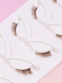 5 Pairs Of Brown Half Eye Transparent Root False Eyelashes, Fluffy And Soft, Natural DIY Prank Comic Fish Tail Fairy Ultra-Fine Stem Feather Tail Grafting Eyelashes Cross Thick 3D Mink Fur Eyelashes - Brown - View 6