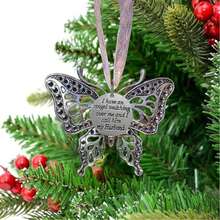 1pc Christmas Decoration, Christmas Tree Ornament, Alloy Butterfly Decor, Christmas Gift "A Piece Of My Heart Is In Heaven" Angel Wings Ornament, Christmas Party Decoration, Angel Wings Charm, Random Color Rope - Multicolor - View 5