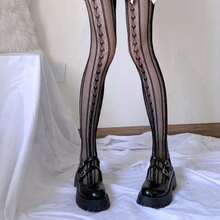 Vertical Love Fishing Net Socks, Cross-Border Hot-Selling Pantyhose Cute Lolita Girls Stockings Cosplay Socks - 白色豎條愛心 - 查看 4
