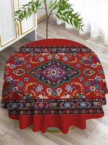 1件几何系列波西米亚图案印花桌布，现代涤纶长方形/圆形防水桌布，数码印花，适用于客厅、户外餐桌、小型圆桌 - 彩色 - 查看 6