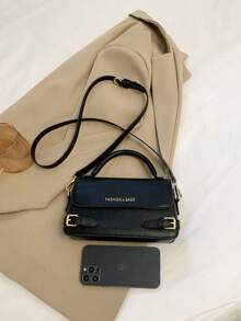 Pu Material Solid Color Retro Style Ladies' Handbag, Fashionable Crossbody Bag, Business Casual Woman Bag Perfect For Office Business And Work - Black - View 5