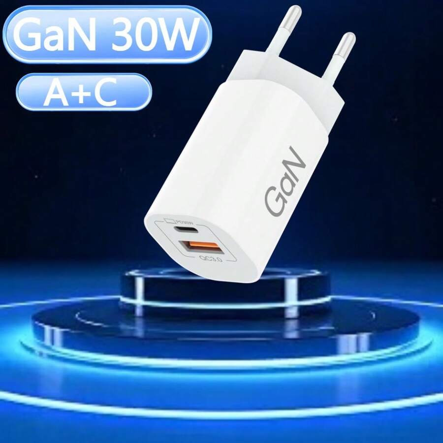 30W Fast Charger Compatible With Iphone 17 16 15 14 13Max/ Air/ Pro,Compatible With Apple Laptop Charger,2-Port [USB A+C] GaN Power Adapter Plug,Compatible With Pro,Galaxy S25 S24 S23 ,Android Phone Compact Charger - EU C Type Plug(220-240V) - View 1