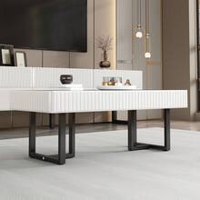 Modern Black And White Classic Coffee Table, Living Room Table, Glossy Black Top. 110 Cm (L) X 50.5 Cm (W) X 41 Cm (H) - Black - View 5