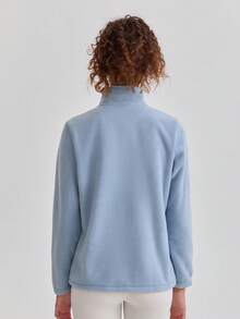 Women's Outdoor Fleece Jacket, Warm, Breathable, Stand Collar, Slim Fit, Suitable For Spring And Autumn, Hiking, Sports Winter - Dusty Blue - View 8