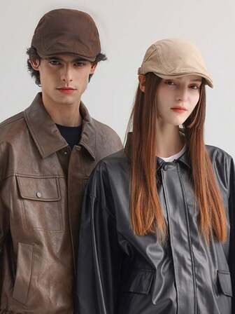 Enfärgad vändbar tidningsboymössa, avslappnad baskerhatt för män och kvinnor