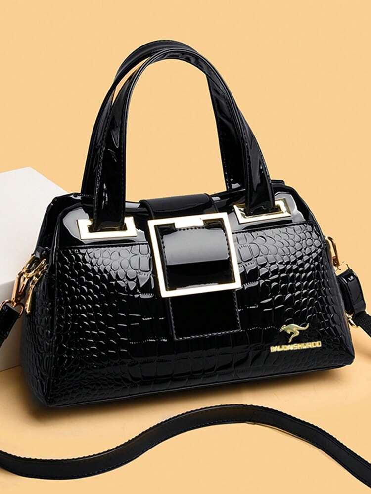 Luxury Designer Brand Women's Crossbody Bag, New Shiny Textured
