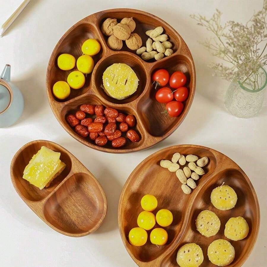 South American Walnut Wood Fruit Bowl, Round Solid Wood Nut, Snack, Fruit, Salad Bowl, Rosewood Tray - Multicolor - View 1