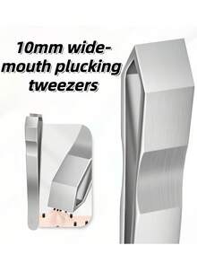 高品质不锈钢指夹式眉镊，可去除内生毛发，斜口眉镊，脱毛夹，胡须修剪器 - 銀色 - 查看 8