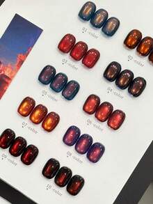 12ml Autumn And Winter Nails Retro Brilliant Flashing Red Blue Gold Glass Beads High-Density Nail Polish Glue For Nail Salon Whitening Popular Nail Art Nail Supplies Christmas Nails - 彩色 - 查看 1