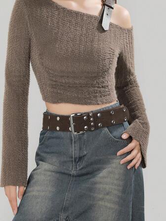 Square Buckle Women's Belt, Versatile For Jeans, Casual Pants And Dresses. Elegant Solid Color Women's Belt, Suitable For Daily Casual Commute, Also A Perfect Accessory For Collegiate Style, Great Gift Idea