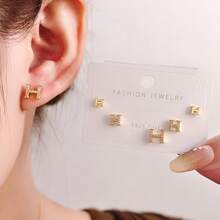 6pcs Elegant Rhinestone Letter H Stud Earrings, Fashionable Luxury Style Versatile Earrings, Best Gift For Girlfriend, Bestie