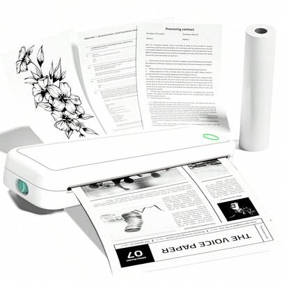 New Design Wireless A4 Ink Free Portable Thermal Printer, Suitable For Mobile Phones And Laptops, Supports Mobile Printing, Suitable For Travel, Car, Office And Home Mobile Phone Photo Printers